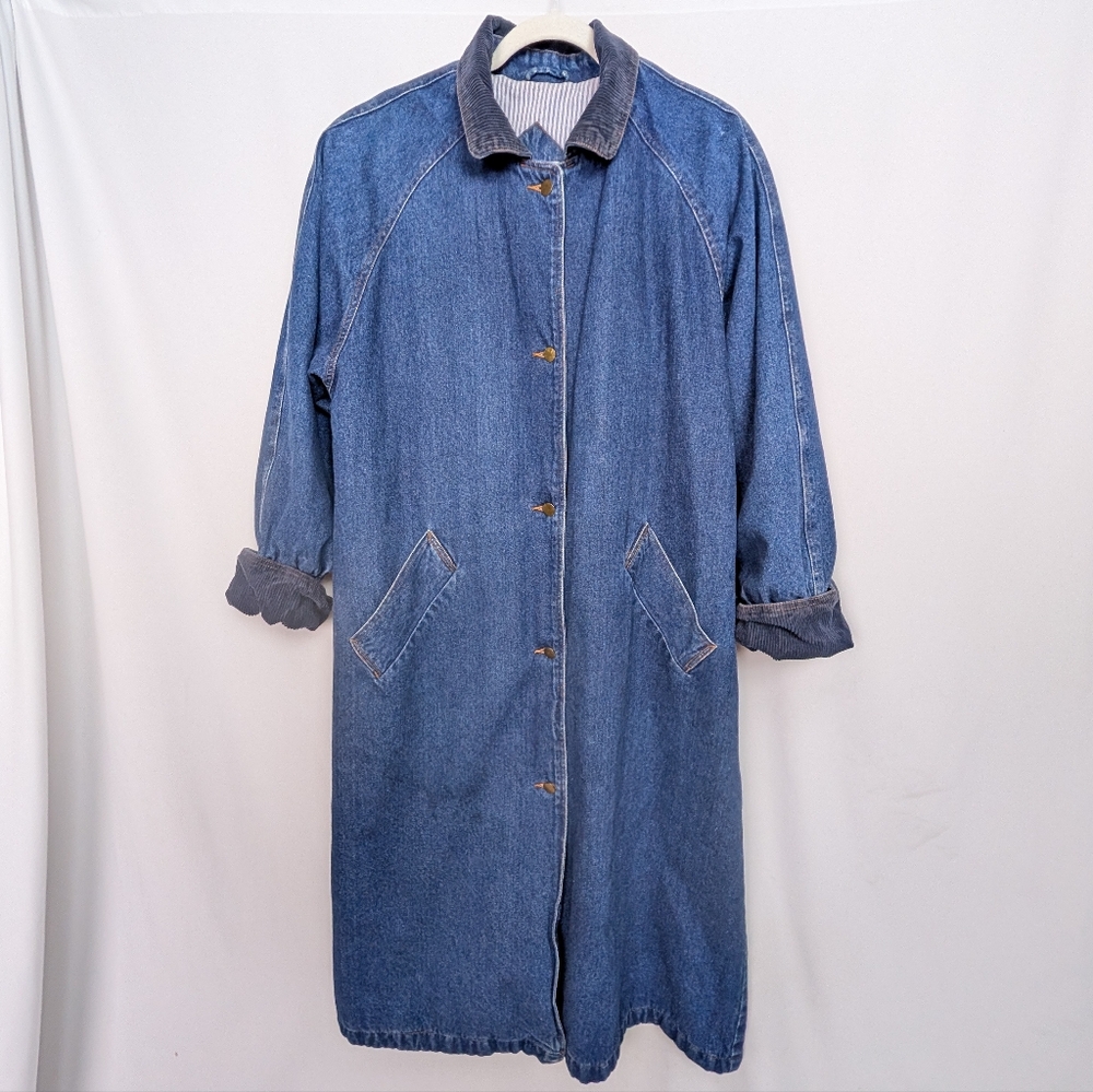90s Jill Evans Denim Trench Coat